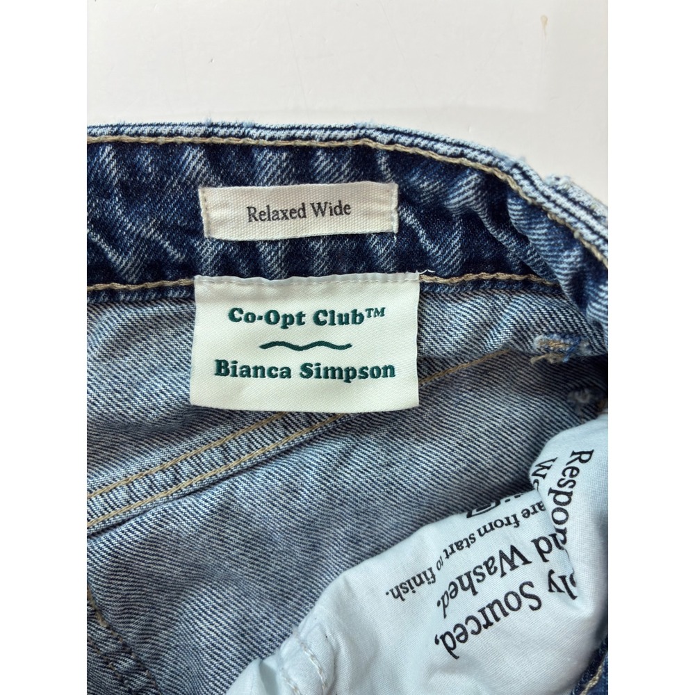 Cotton On Bianca Simpson Co-Opt Club Relaxed Wide Leg Rose Print Jeans 26 Blue - Picture 5 of 10